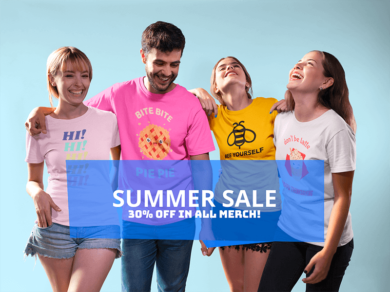 Facebook Ad Group Of Four Happy Friends Wearing Different Tshirts