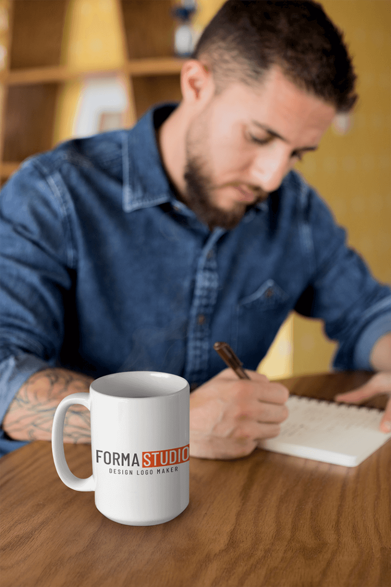 Mug Mockup Of A Handsome Writing In His Journal 24023