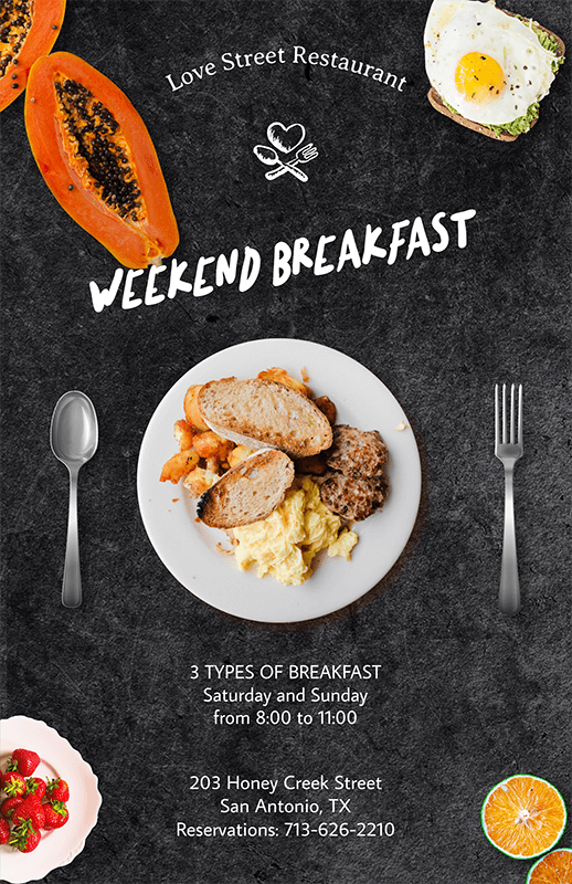 Weekend Breakfast Flyer Design Template For Restaurants